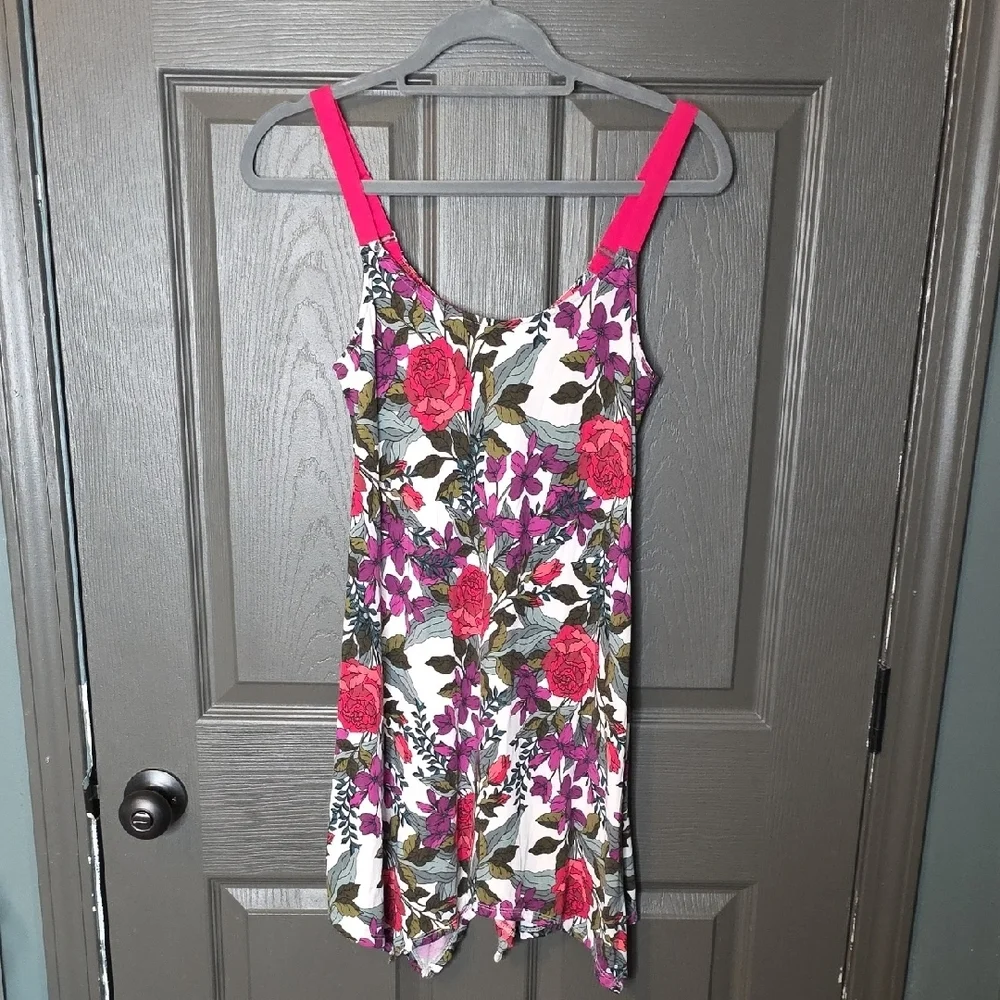 Floral Pink Strap Lilac & London Slip Gown Sz Small